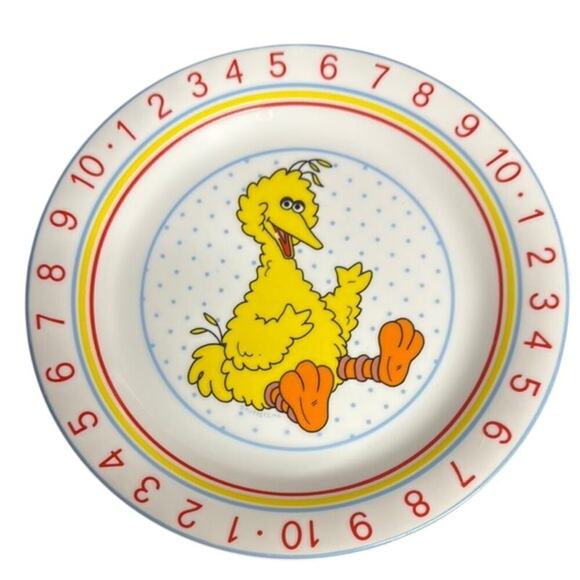 Vintage Sesame Street Big Bird Numbers Porcelain 8.5" Plate JMP Marketing - Picture 1 of 4